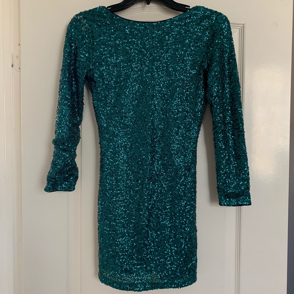 H&M Turquoise Emerald Green Sequin Dress